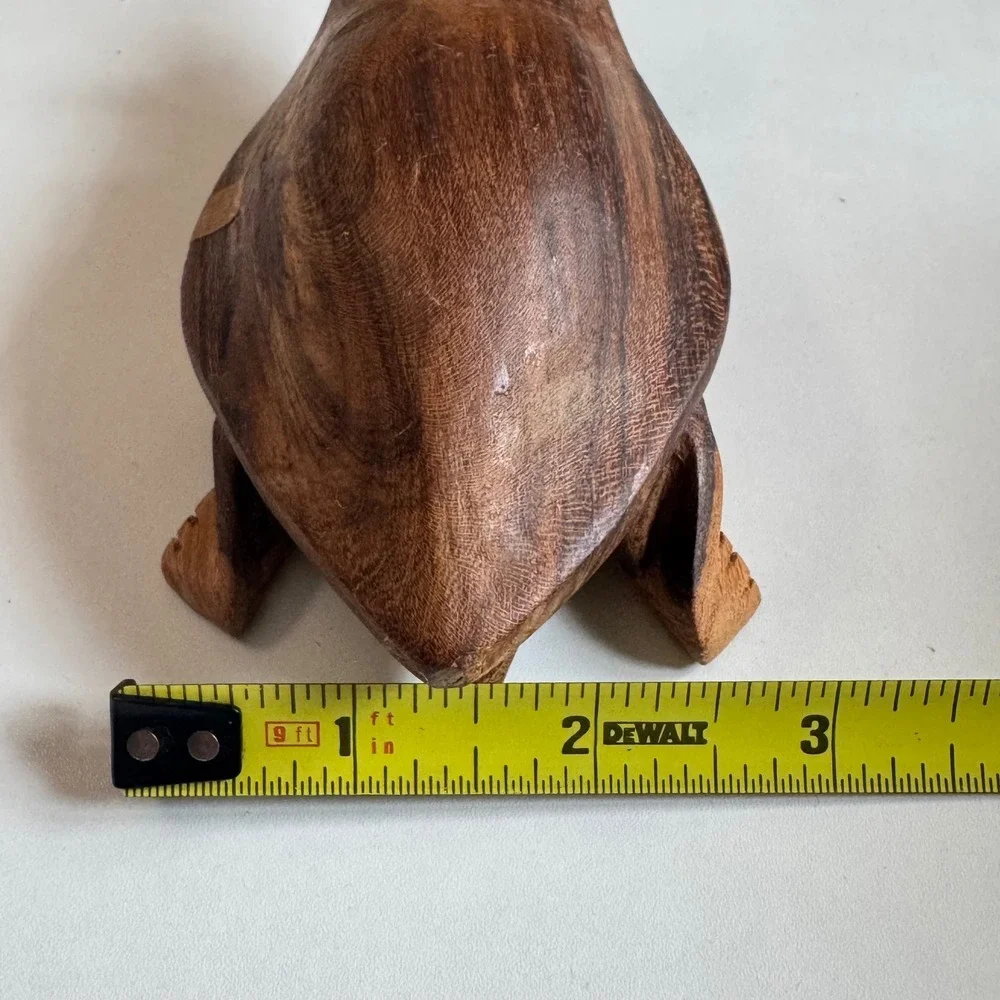 Hand Carved Wooden Turtle Trinket Box Hinged Shell Figurine Storage Brown Wood